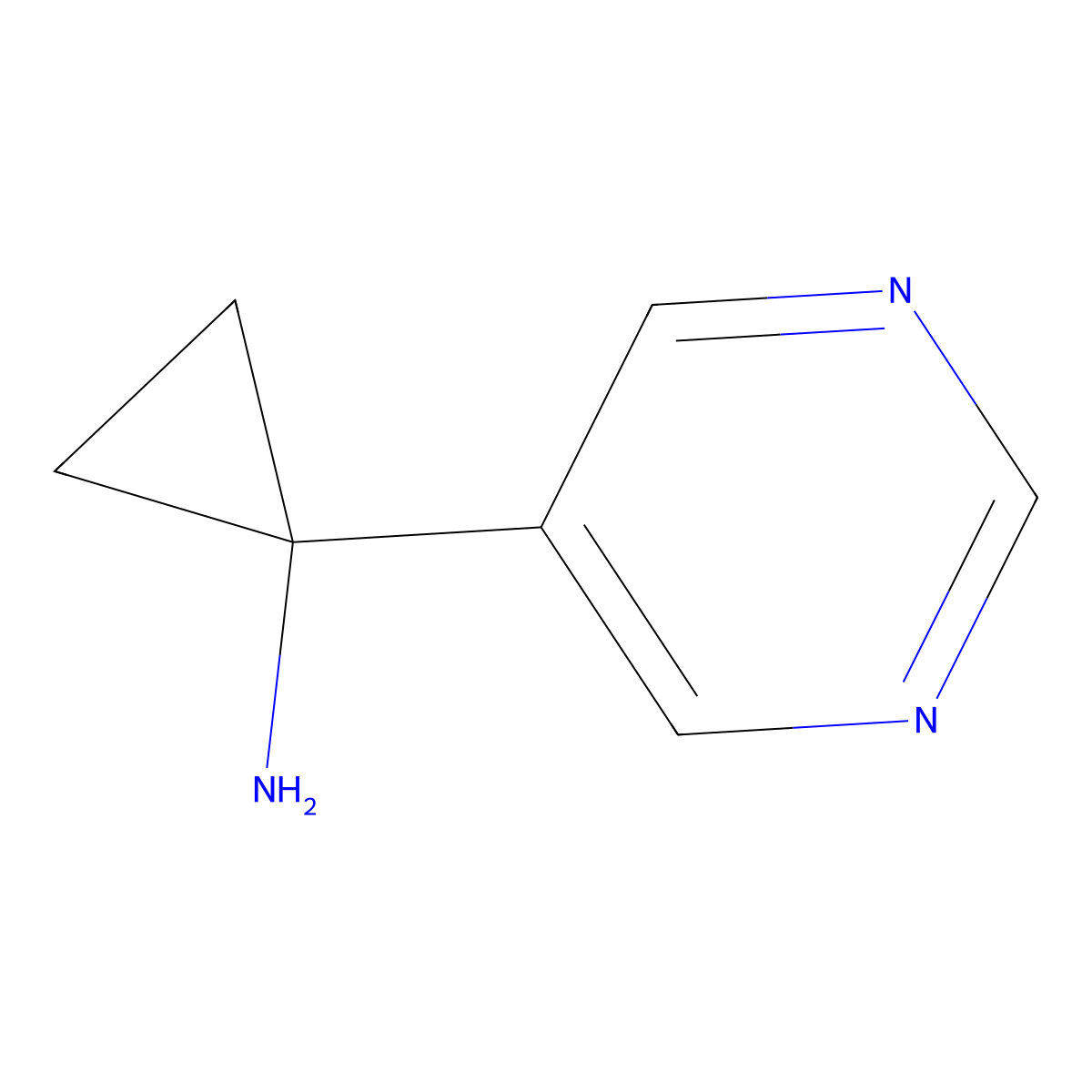 1-(Pyrimidin-5-yl)cyclopropan-1-amine molecular structure, CAS 1217340-83-4