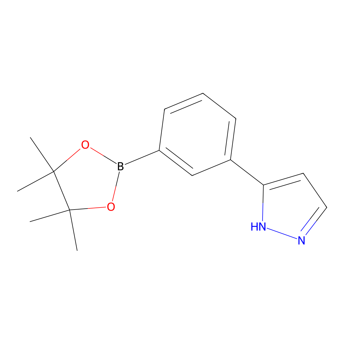 5-(3-(4,4,5,5-tetramethyl-1,3,2-dioxaborolan-2-yl)phenyl)-1H-pyrazole molecular structure, CAS 1217340-87-8