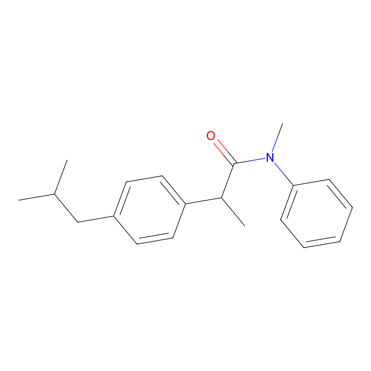 2-(4-isobutylphenyl)-N-methyl-N-phenylpropanamide molecular structure, CAS 121735-52-2
