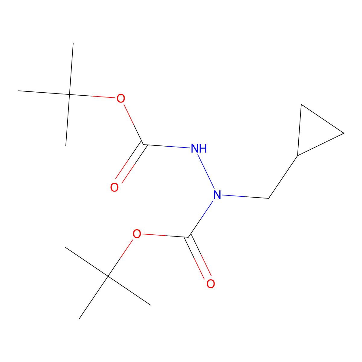 Di-tert-butyl 1-(cyclopropylmethyl)hydrazine-1,2-dicarboxylate molecular structure, CAS 1217414-36-2