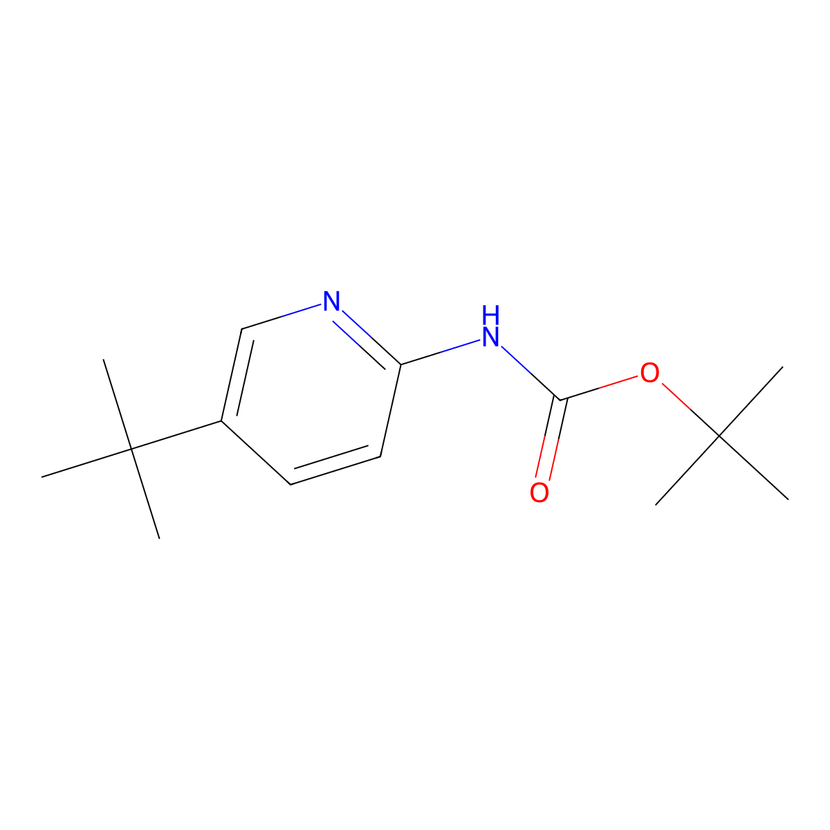 Tert-butyl 5-tert-butylpyridin-2-ylcarbamate molecular structure, CAS 1217417-46-3