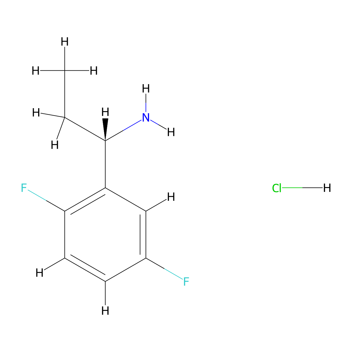 (S)-1-(2,5-Difluorophenyl)propan-1-amine hydrochloride molecular structure, CAS 1217437-41-6