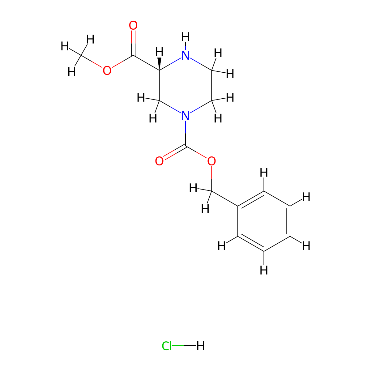 (R)-1-Benzyl 3-methyl piperazine-1,3-dicarboxylate hydrochloride molecular structure, CAS 1217442-12-0