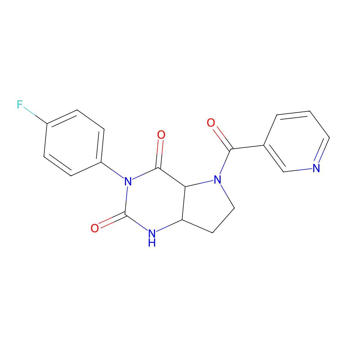 (4aS,7aR)-3-(4-Fluorophenyl)tetrahydro-5-(3-pyridinylcarbonyl)-1H-pyrrolo[3,2-d]pyrimidine-2,4(3H,4aH)-dione molecular structure, CAS 1217442-13-1