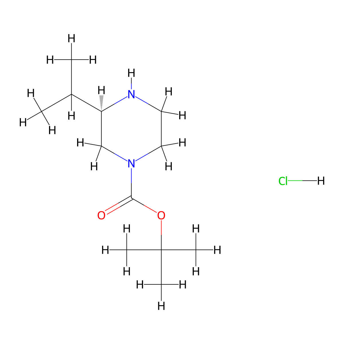 (R)-tert-Butyl 3-isopropylpiperazine-1-carboxylate hydrochloride molecular structure, CAS 1217444-26-2