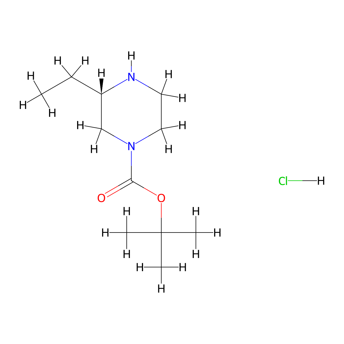 (S)-tert-Butyl 3-ethylpiperazine-1-carboxylate hydrochloride molecular structure, CAS 1217446-30-4