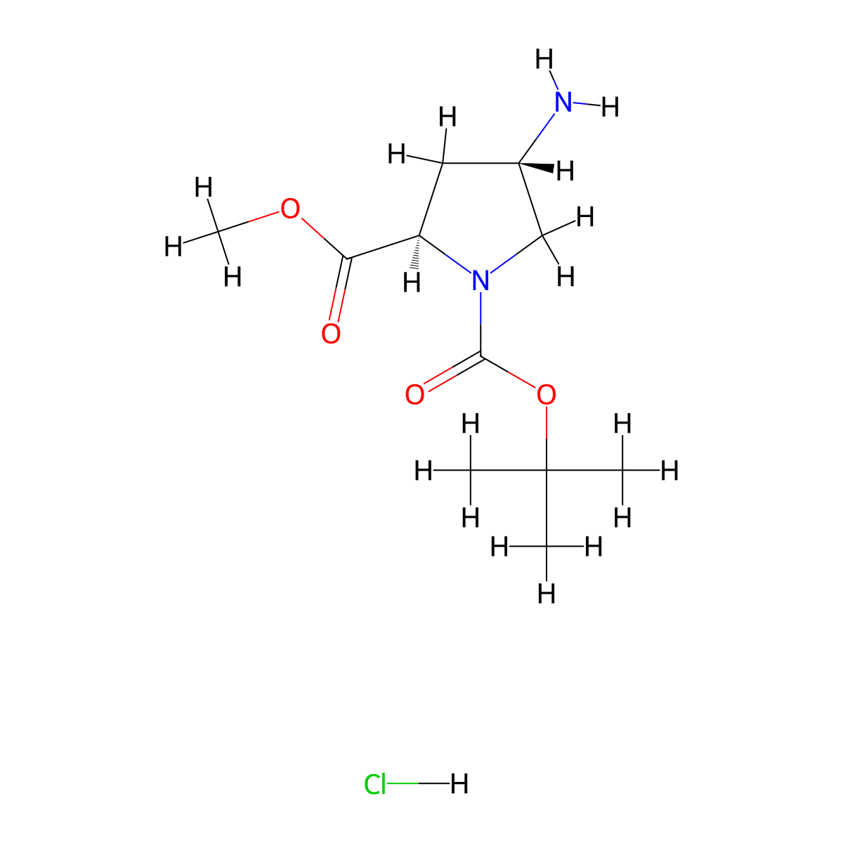(2R,4S)-1-tert-Butyl 2-methyl 4-aminopyrrolidine-1,2-dicarboxylate hydrochloride molecular structure, CAS 1217446-43-9