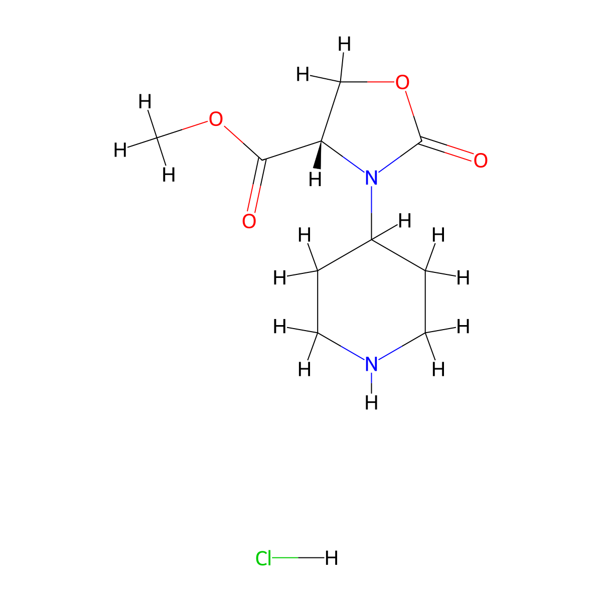 Methyl (4S)-2-Oxo-3-piperidin-4-yl-1,3-oxazolidine-4-carboxylate hydrochloride molecular structure, CAS 1217447-70-5