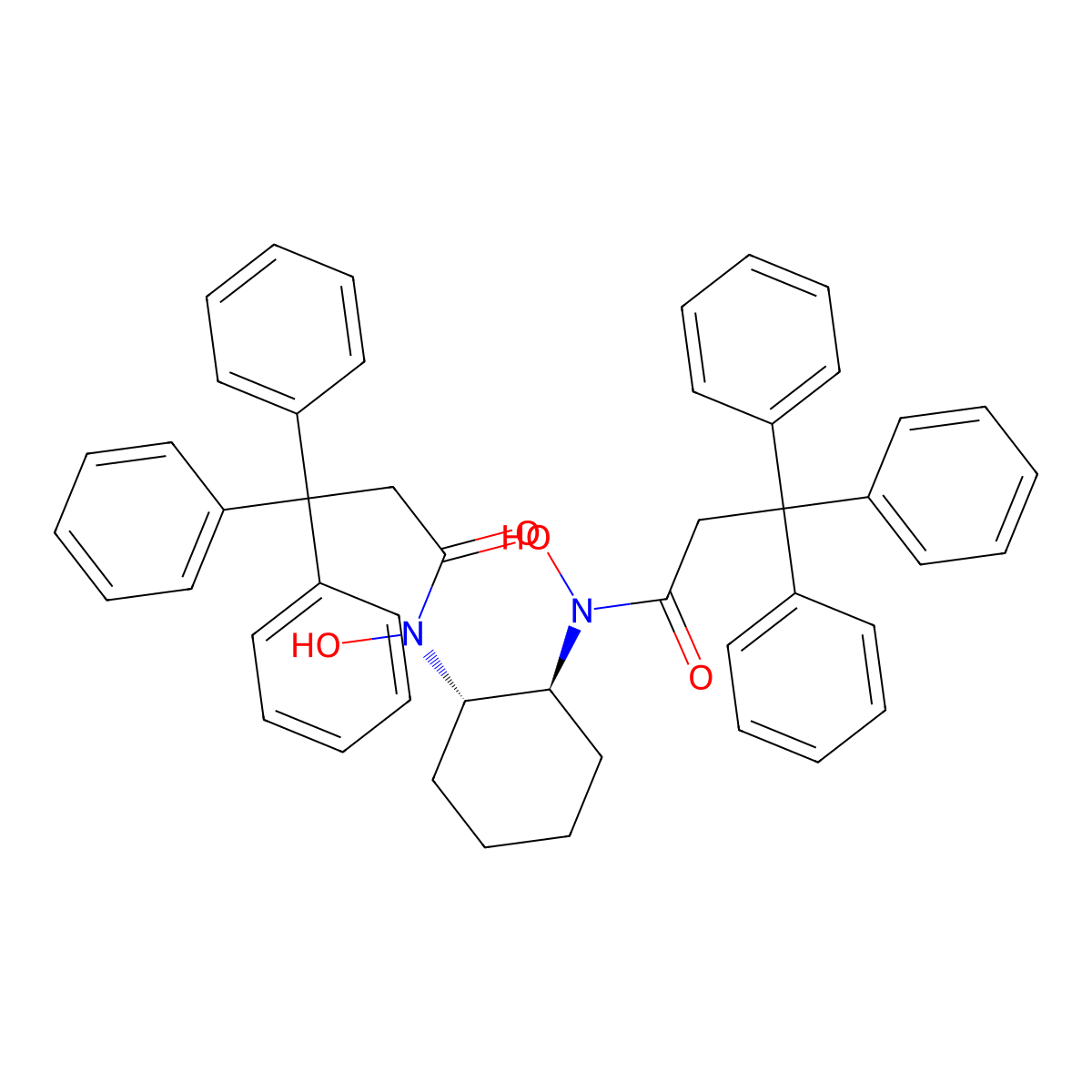 N,N'-((1S,2S)-Cyclohexane-1,2-diyl)bis(N-hydroxy-3,3,3-triphenylpropanamide) molecular structure, CAS 1217447-82-9