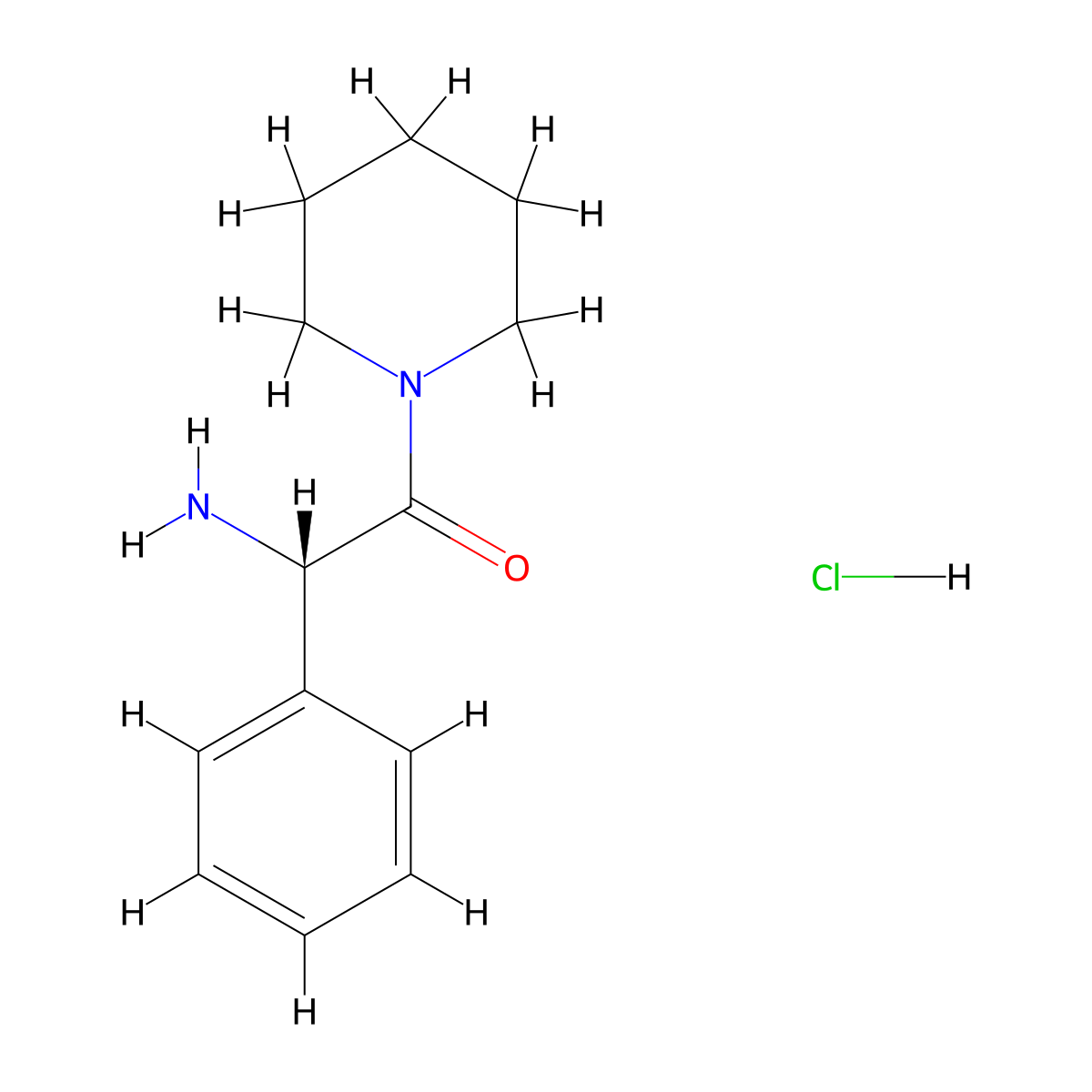 (2S)-2-amino-2-phenyl-1-(piperidin-1-yl)ethan-1-one hydrochloride molecular structure, CAS 1217449-24-5