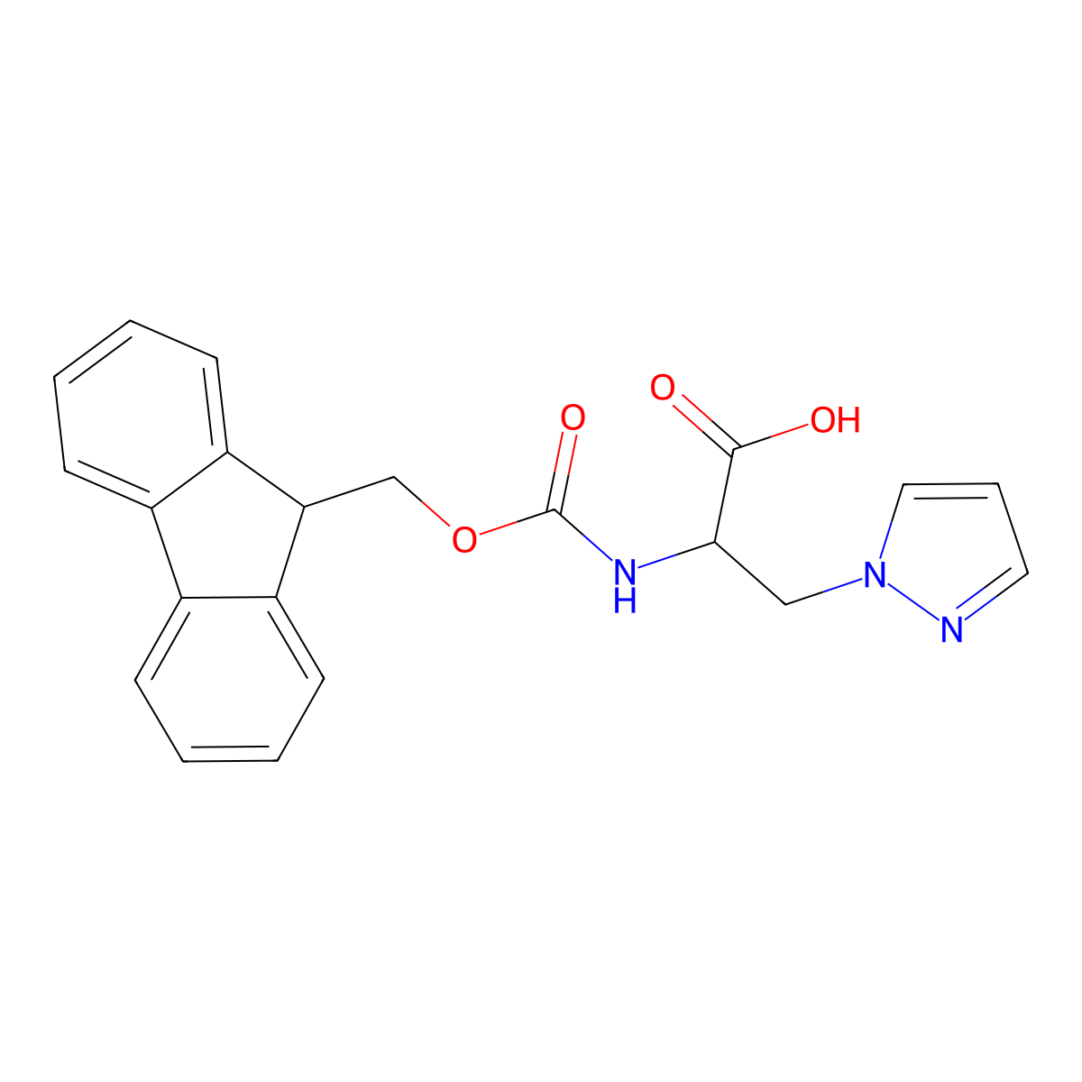 Fmoc-3-(Pyrazol-1-yl)-L-Ala-OH molecular structure, CAS 1217450-35-5
