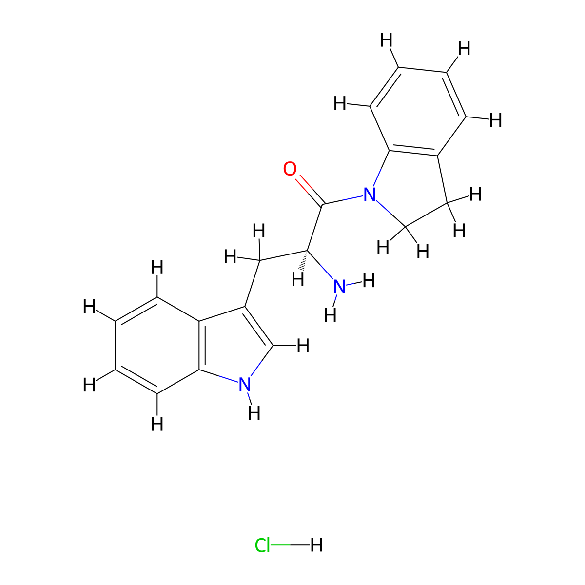 (2S)-2-amino-1-(2,3-dihydro-1H-indol-1-yl)-3-(1H-indol-3-yl)propan-1-one hydrochloride molecular structure, CAS 1217450-47-9