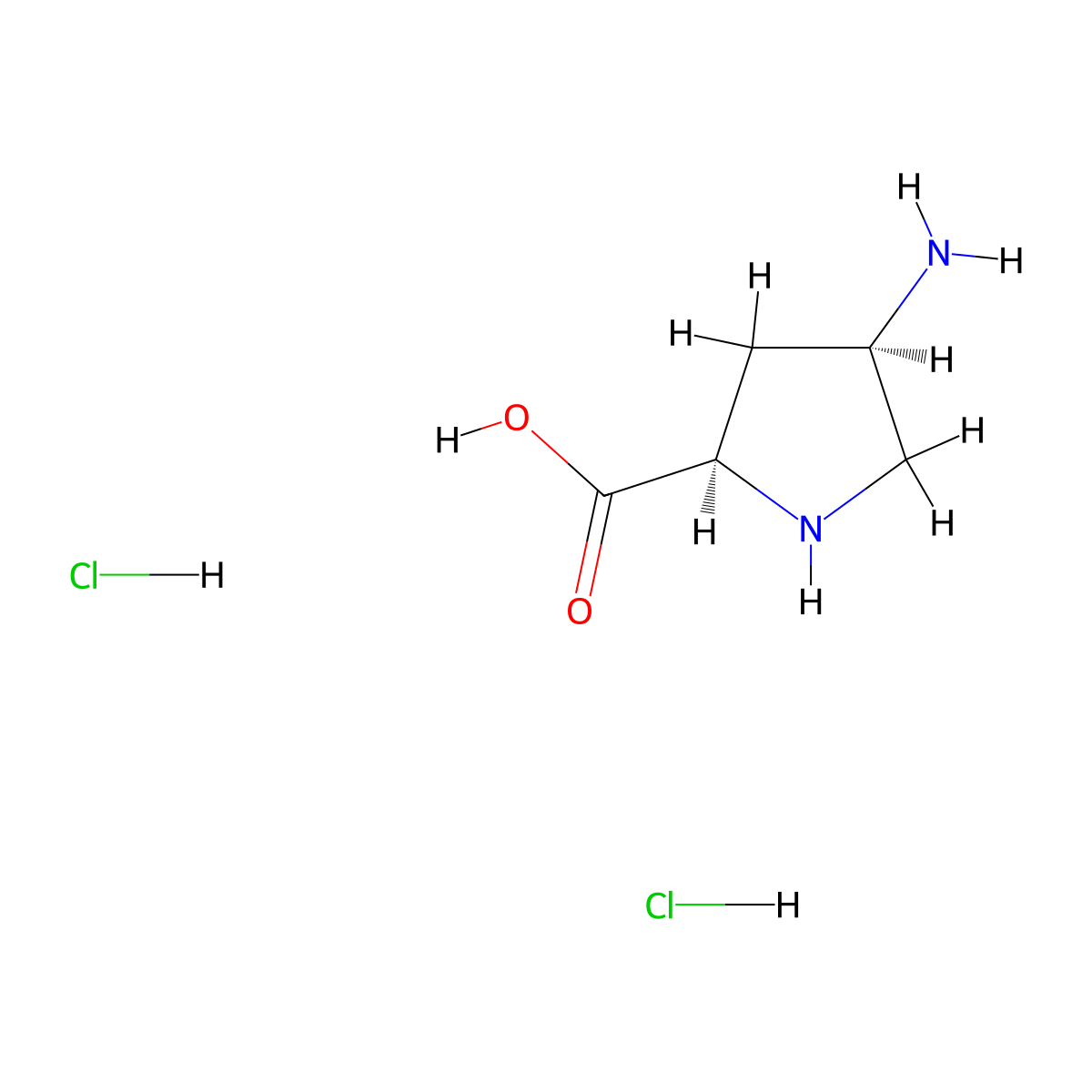 (2R,4R)-4-aminopyrrolidine-2-carboxylic acid dihydrochloride molecular structure, CAS 1217453-74-1