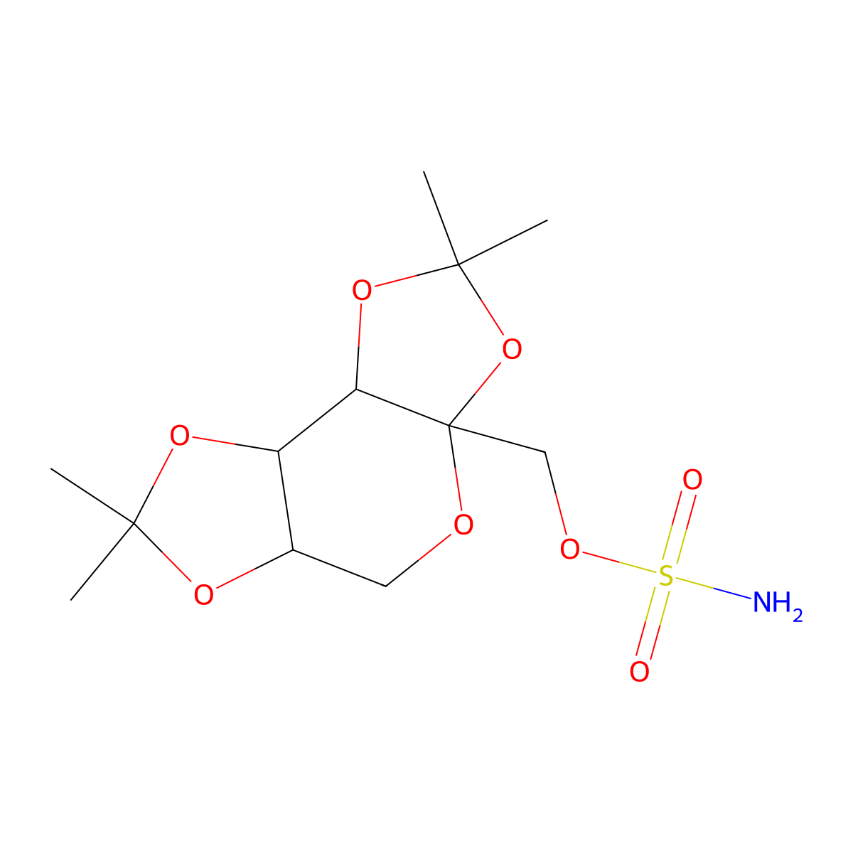 (2,2,7,7-Tetramethyltetrahydro-2H,3aH,7H-bis(1,3)dioxolo(4,5-b:4',5'-d)pyran-3a-yl)methyl sulfamate molecular structure, CAS 1217455-55-4