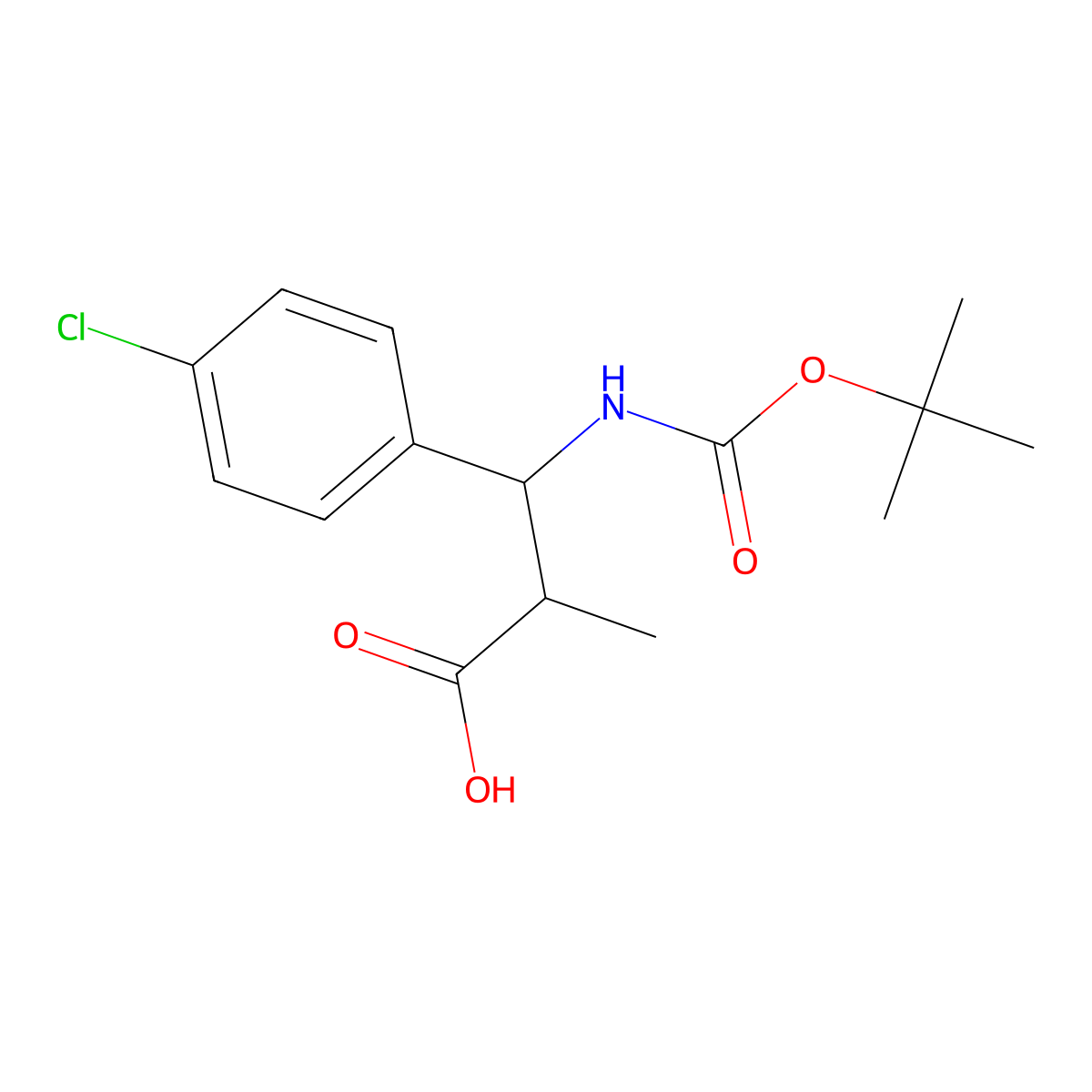 (2S, 3S)-3-(Boc-amino)-2-methyl-3-(4-chlorophenyl)propionic acid molecular structure, CAS 1217457-67-4