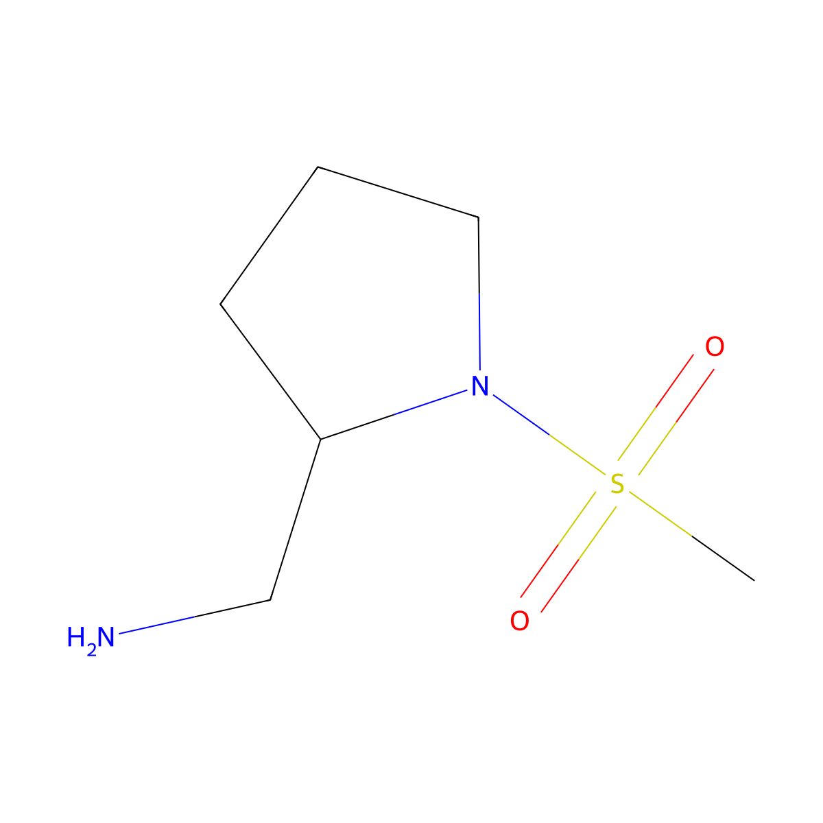 [(2S)-1-methanesulfonylpyrrolidin-2-yl]methanamine molecular structure, CAS 1217457-82-3