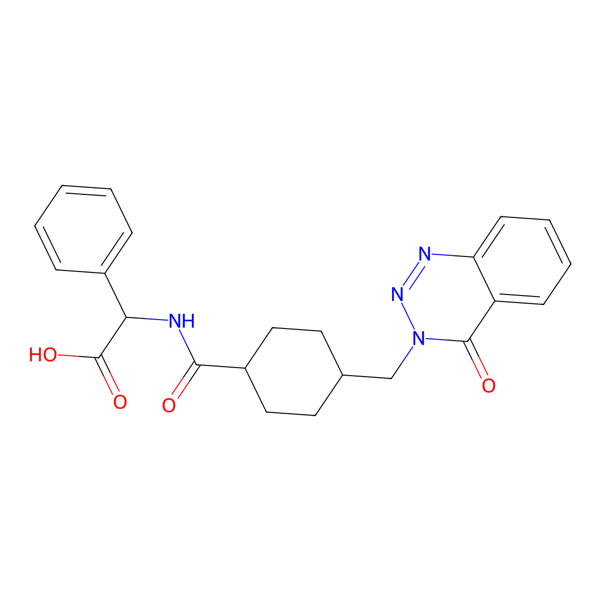 (2S)-2-[[4-[(4-oxo-1,2,3-benzotriazin-3-yl)methyl]cyclohexanecarbonyl]amino]-2-phenylacetic acid molecular structure, CAS 1217458-07-5