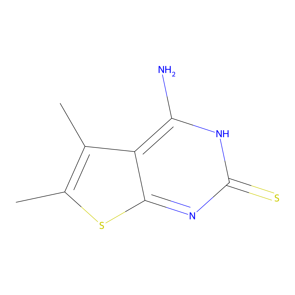 4-amino-5,6-dimethylthieno[2,3-d]pyrimidine-2(1H)-thione molecular structure, CAS 121746-09-6