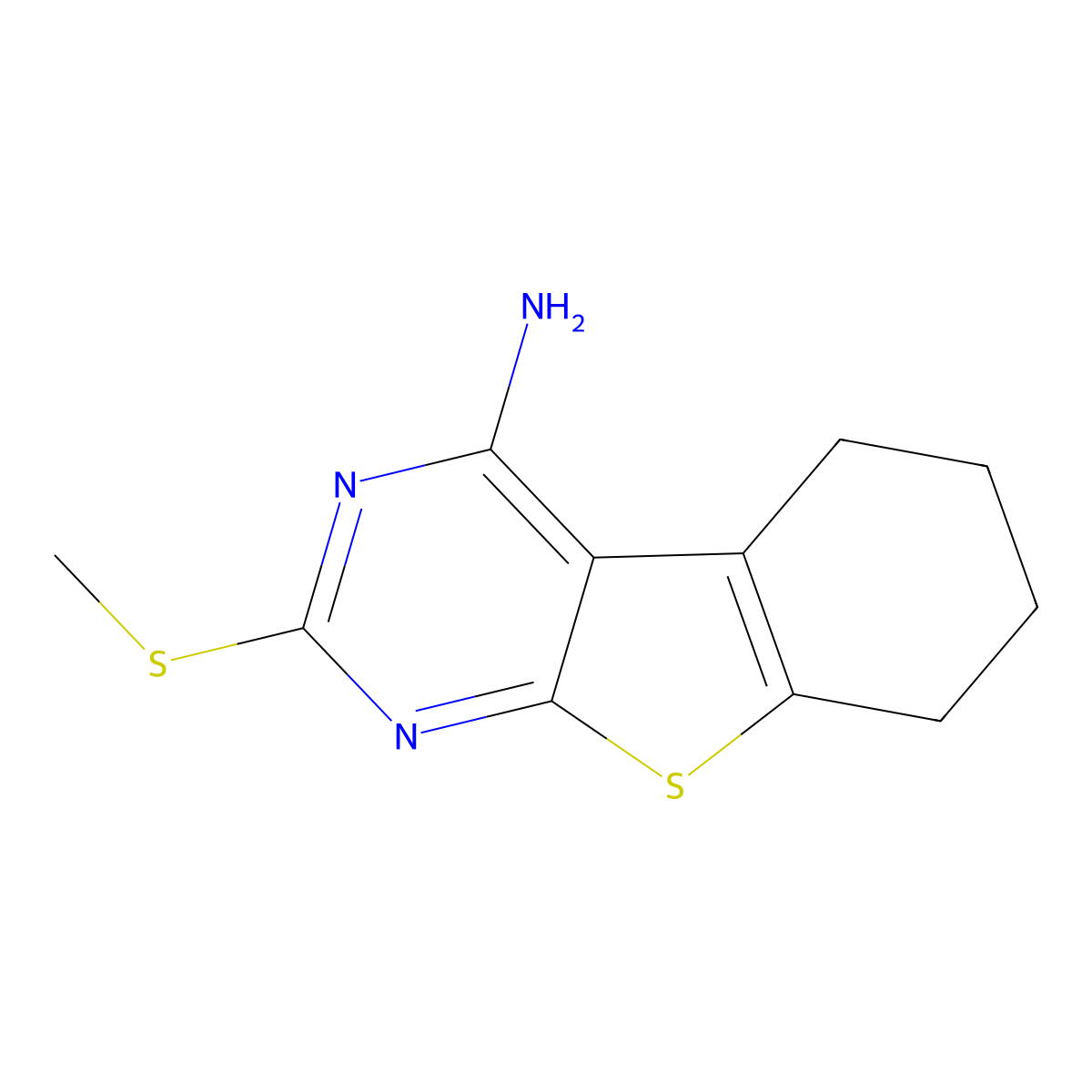 2-(Methylsulfanyl)-5,6,7,8-tetrahydro[1]benzothieno[2,3-d]pyrimidin-4-ylamine molecular structure, CAS 121746-14-3