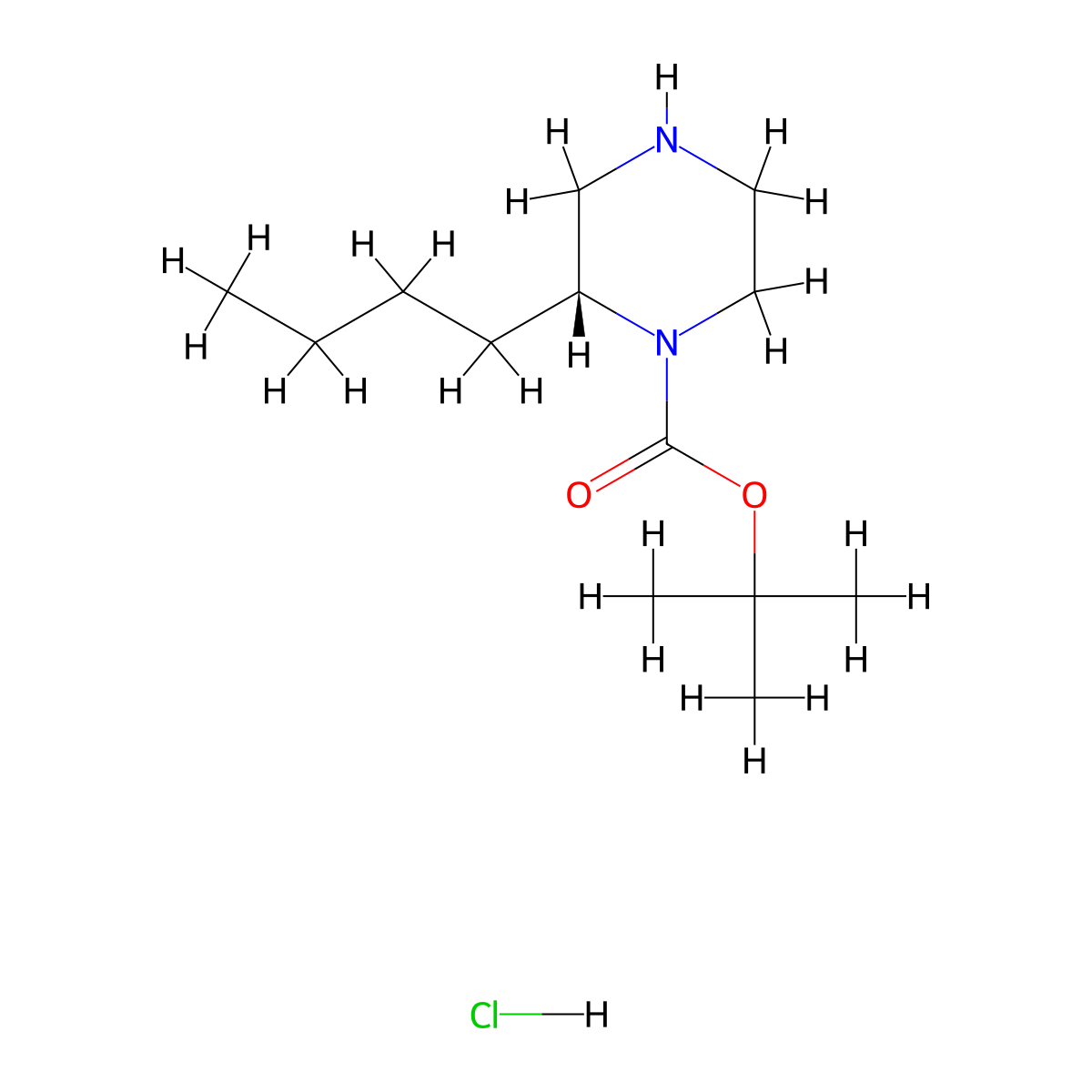 (R)-tert-Butyl 2-butylpiperazine-1-carboxylate hydrochloride molecular structure, CAS 1217463-36-9