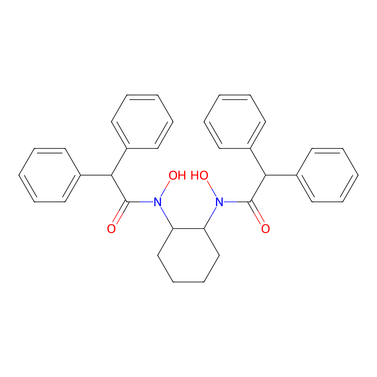 (1S,2S)-N,N'-Dihydroxy-N,N'-bis(diphenylacetyl)-1,2-cyclohexanediamine molecular structure, CAS 1217464-22-6