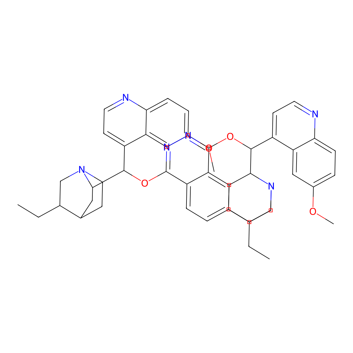 1-((1R)-((2R,4R,5S)-5-ethylquinuclidin-2-yl)(6-methoxyquinolin-4-yl)methoxy)-4-((1R)-((2R,4S,5R)-5-ethylquinuclidin-2-yl)(6-methoxyquinolin-4-yl)methoxy)phthalazine molecular structure, CAS 1217464-63-5