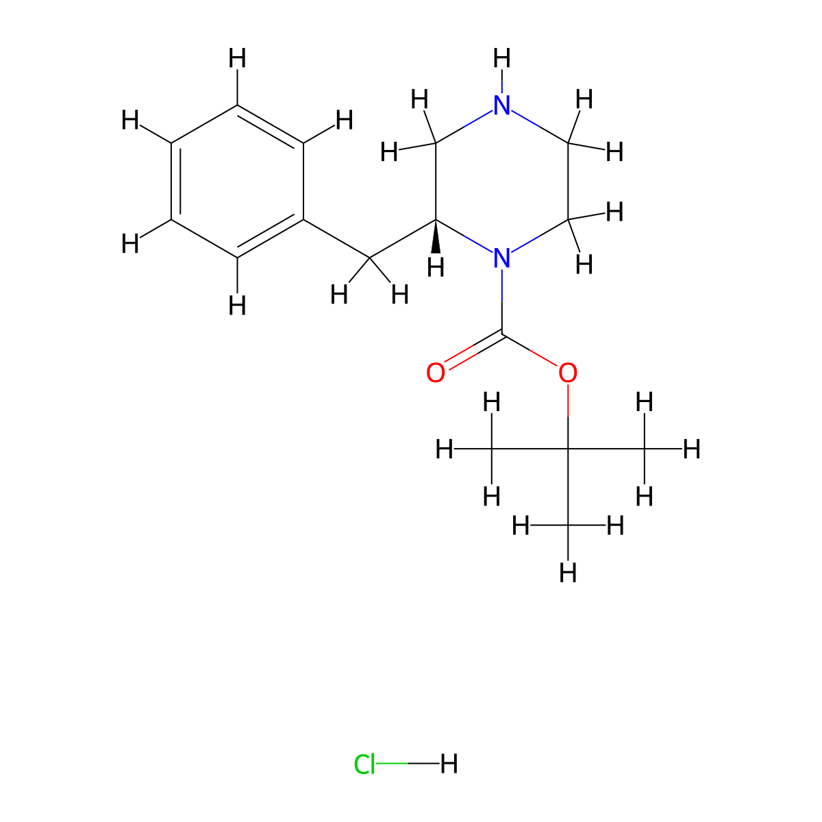 (R)-tert-Butyl 2-benzylpiperazine-1-carboxylate hydrochloride molecular structure, CAS 1217466-36-8