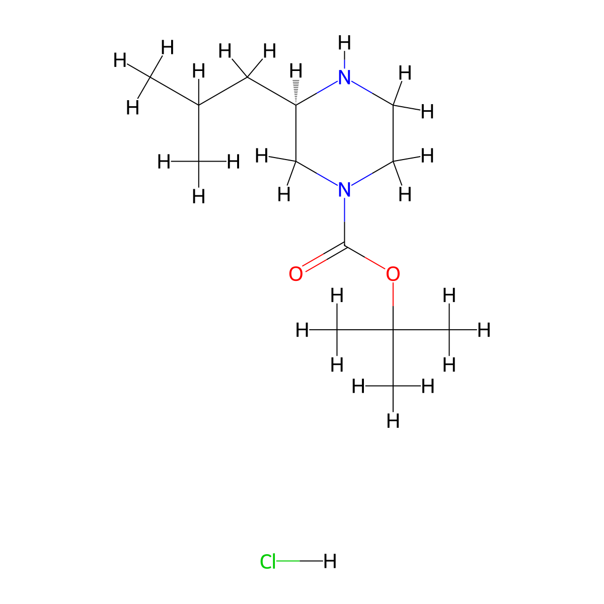 (R)-tert-Butyl 3-isobutylpiperazine-1-carboxylate hydrochloride molecular structure, CAS 1217469-14-1