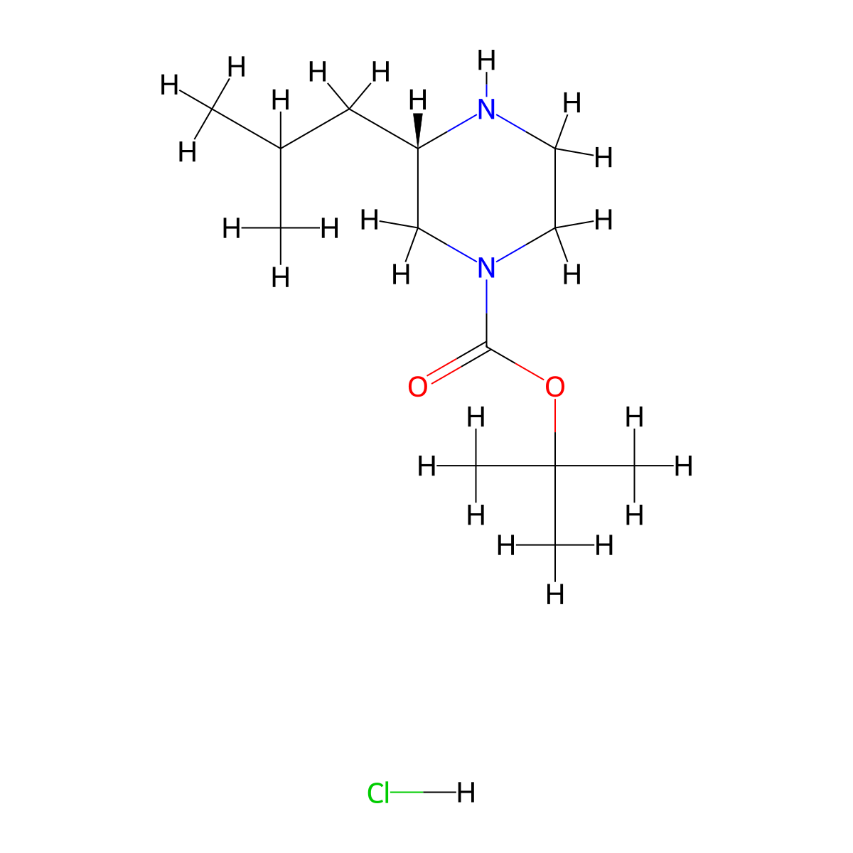 (S)-tert-Butyl 3-isobutylpiperazine-1-carboxylate hydrochloride molecular structure, CAS 1217471-24-3