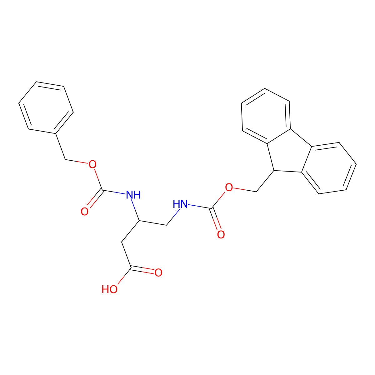 (3S)-3-(((Benzyloxy)carbonyl)amino)-4-((((9H-fluoren-9-yl)methoxy)carbonyl)amino)butanoic acid molecular structure, CAS 1217471-94-7