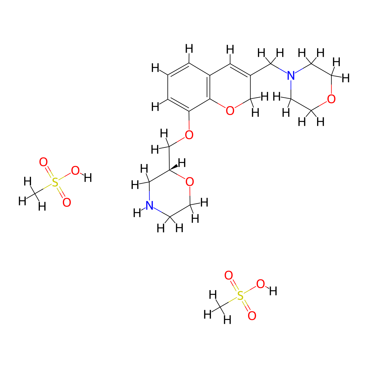 methanesulfonic acid;(2R)-2-[[3-(morpholin-4-ylmethyl)-2H-chromen-8-yl]oxymethyl]morpholine molecular structure, CAS 1217474-40-2