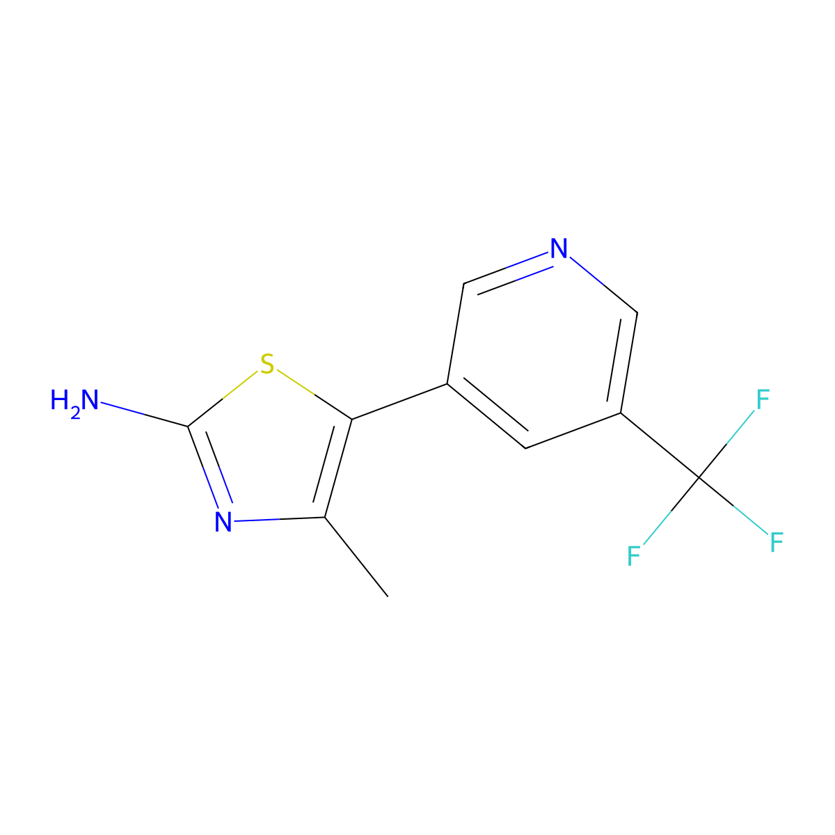 4-Methyl-5-(5-(trifluoromethyl)-pyridin-3-yl)thiazol-2-amine molecular structure, CAS 1217487-59-6