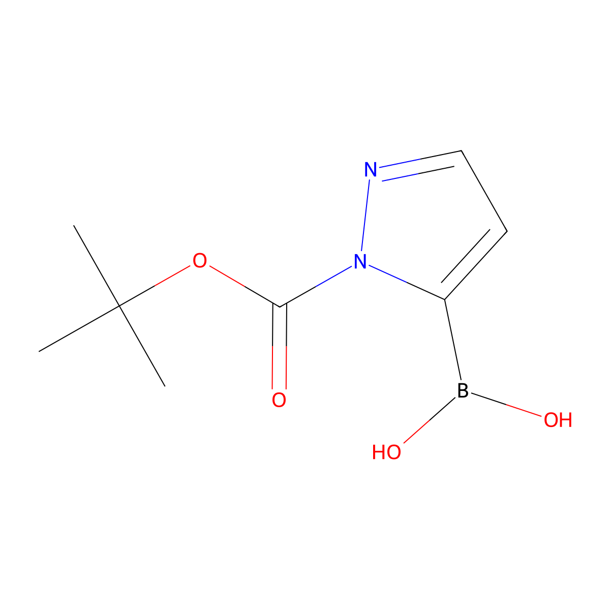 1H-Pyrazole-5-boronic acid, N1-BOC protected molecular structure, CAS 1217500-54-3