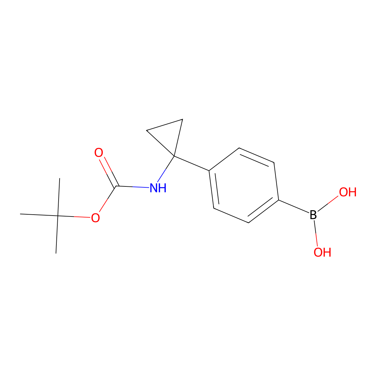 (4-(1-((tert-Butoxycarbonyl)amino)cyclopropyl)phenyl)boronic acid molecular structure, CAS 1217500-58-7