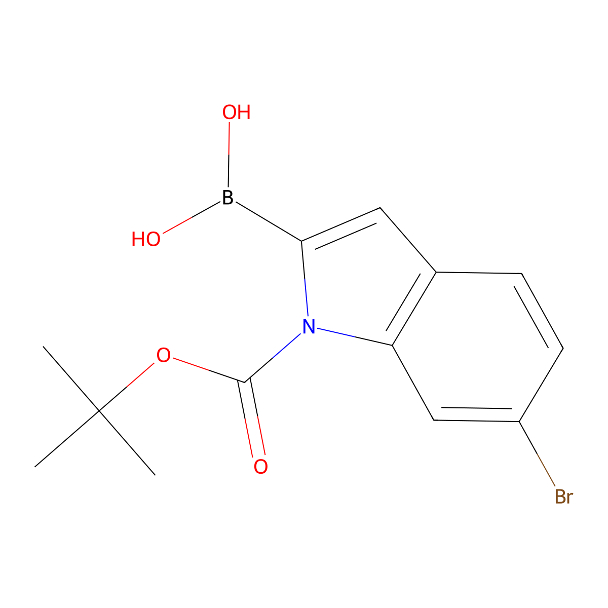 (6-Bromo-1-(tert-butoxycarbonyl)-1H-indol-2-yl)boronic acid molecular structure, CAS 1217500-59-8