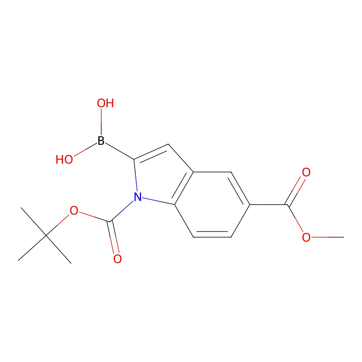 (1-(tert-Butoxycarbonyl)-5-(methoxycarbonyl)-1H-indol-2-yl)boronic acid molecular structure, CAS 1217500-60-1