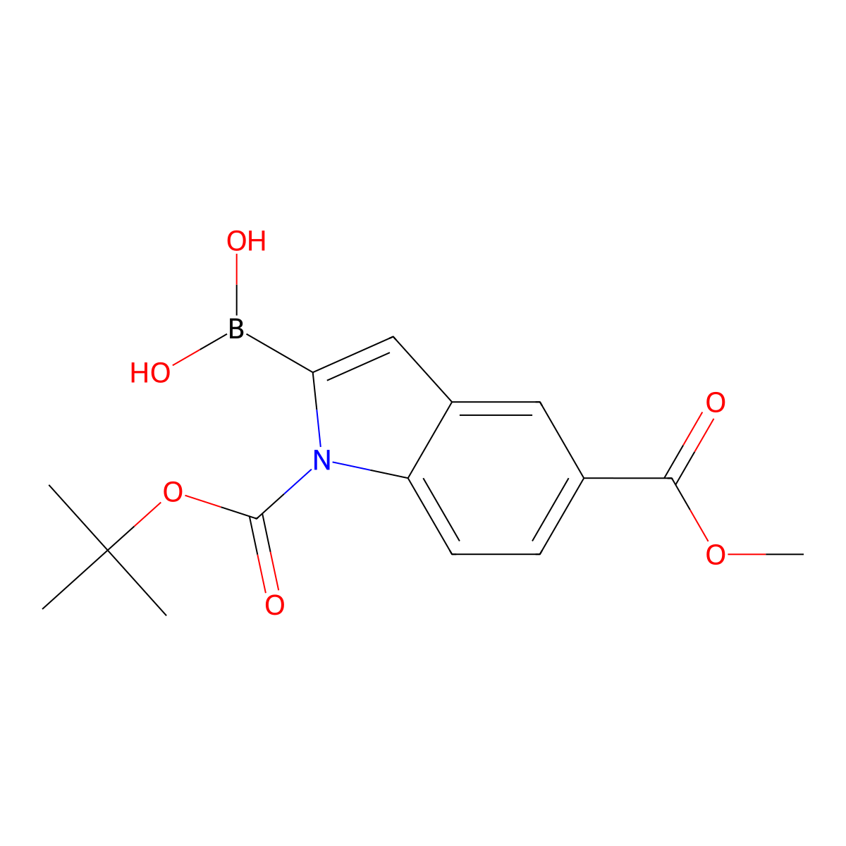 (1-(tert-Butoxycarbonyl)-5-(methoxycarbonyl)-1H-indol-2-yl)boronic acid molecular structure, CAS 1217500-60-1