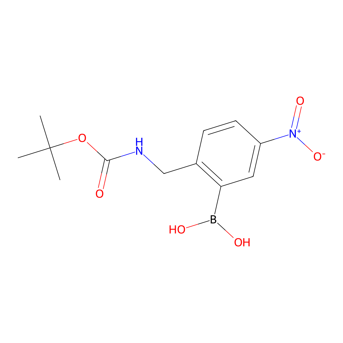 (2-(((tert-Butoxycarbonyl)amino)methyl)-5-nitrophenyl)boronic acid molecular structure, CAS 1217500-84-9