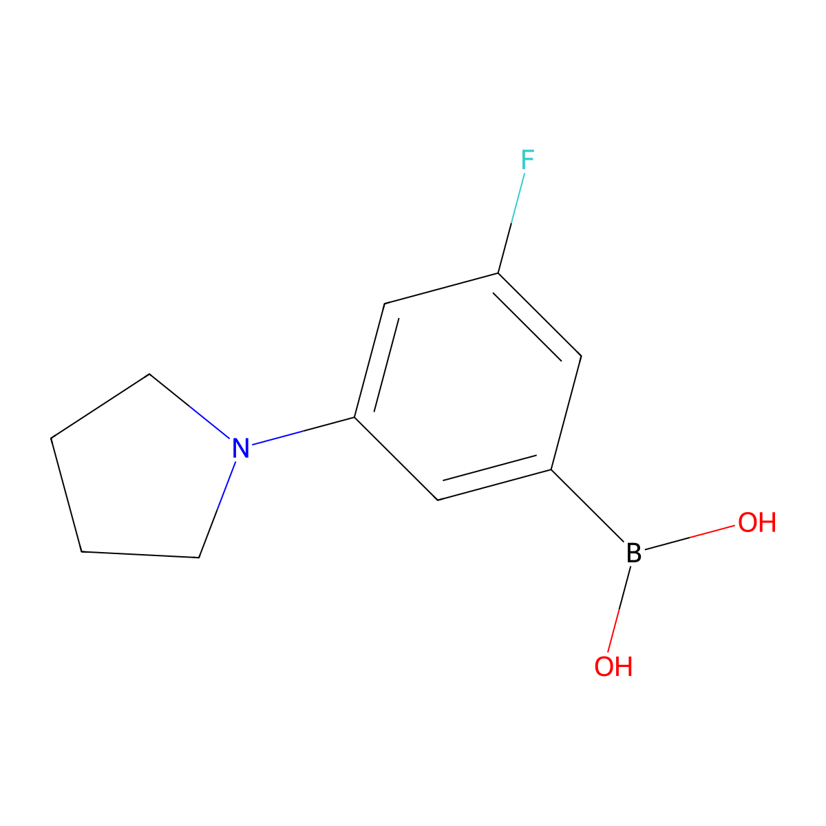 (3-Fluoro-5-(pyrrolidin-1-yl)phenyl)boronic acid molecular structure, CAS 1217500-96-3