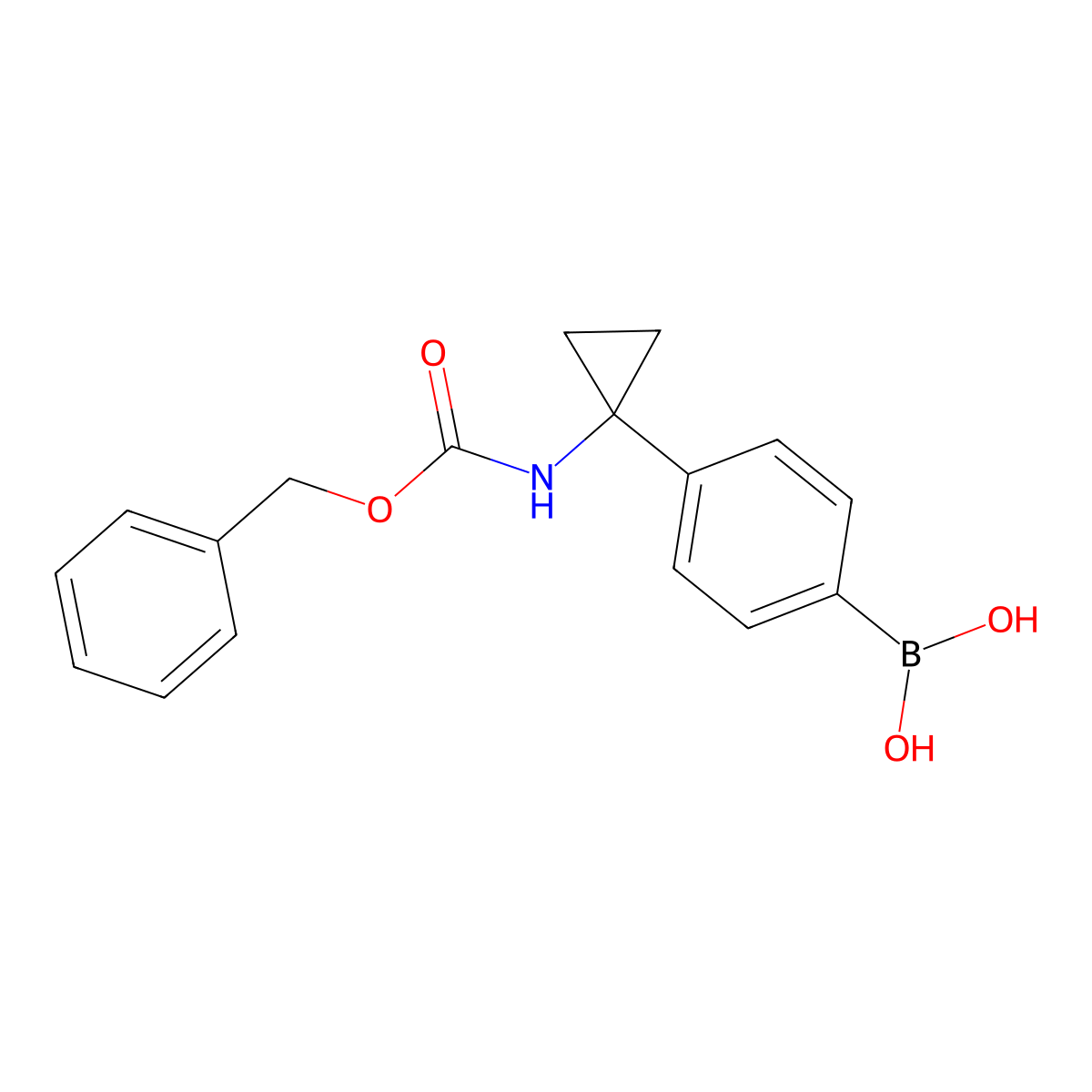 (4-(1-(((Benzyloxy)carbonyl)amino)cyclopropyl)phenyl)boronic acid molecular structure, CAS 1217501-09-1