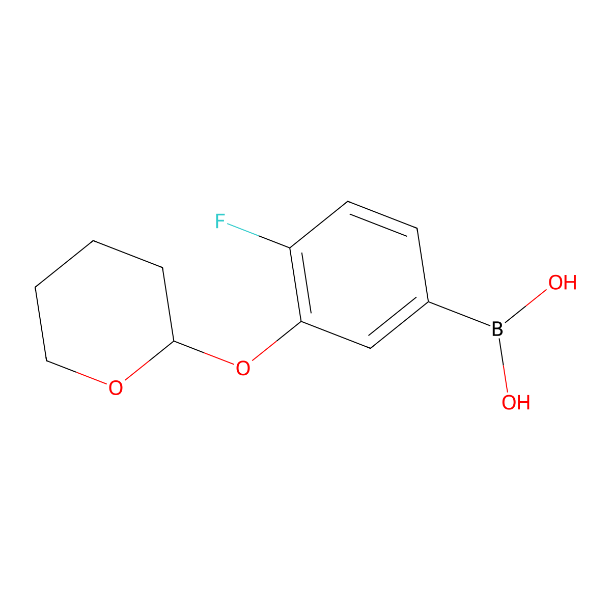 4-Fluoro-3-(tetrahydro-2H-pyran-2-yloxy)phenylboronic acid molecular structure, CAS 1217501-17-1