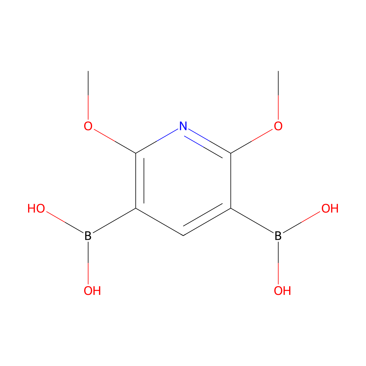 2,6-Dimethoxypyridine-3,5-diboronic acid molecular structure, CAS 1217501-25-1