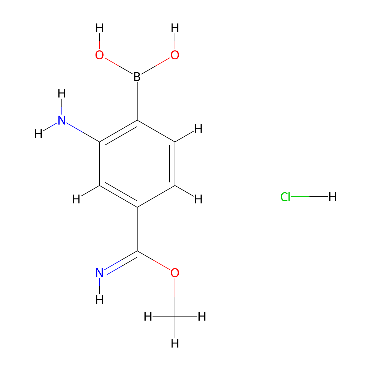 (2-Amino-4-(imino(methoxy)methyl)phenyl)boronic acid hydrochloride molecular structure, CAS 1217501-29-5