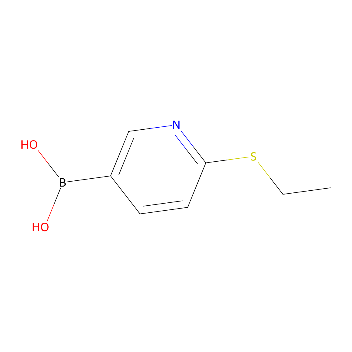 2-Ethylthiopyridine-5-boronic acid molecular structure, CAS 1217501-38-6