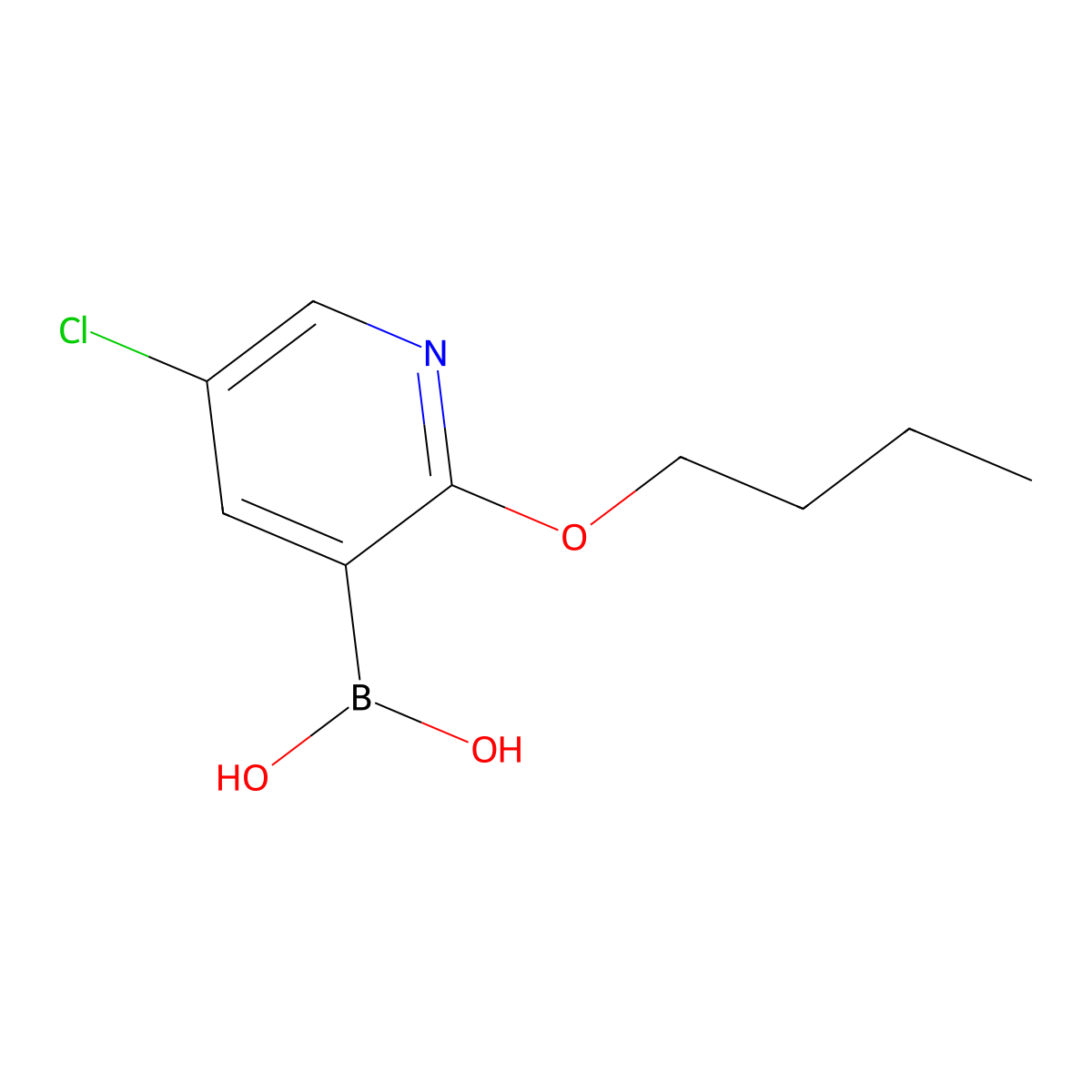 (2-Butoxy-5-chloropyridin-3-yl)boronic acid molecular structure, CAS 1217501-44-4