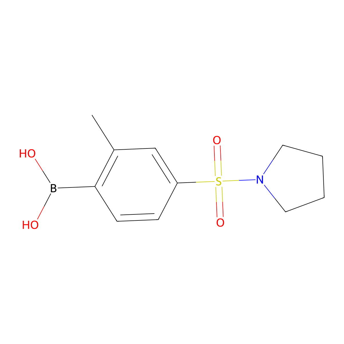 2-Methyl-4-(pyrrolidin-1-ylsulfonyl)phenylboronic acid molecular structure, CAS 1217501-51-3