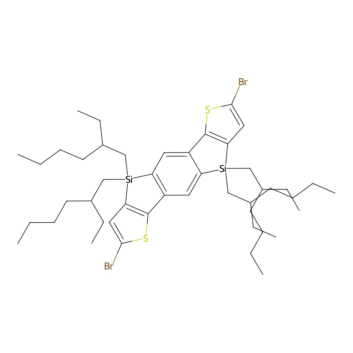 bi-TMT-bi-hexyl-2,7-Dibromo-benzo[1,2-b:4,5-b]bis(4,4'-diethylhexyl-4H-silolo[3,2-b]thiophene) molecular structure, CAS 1217503-11-1