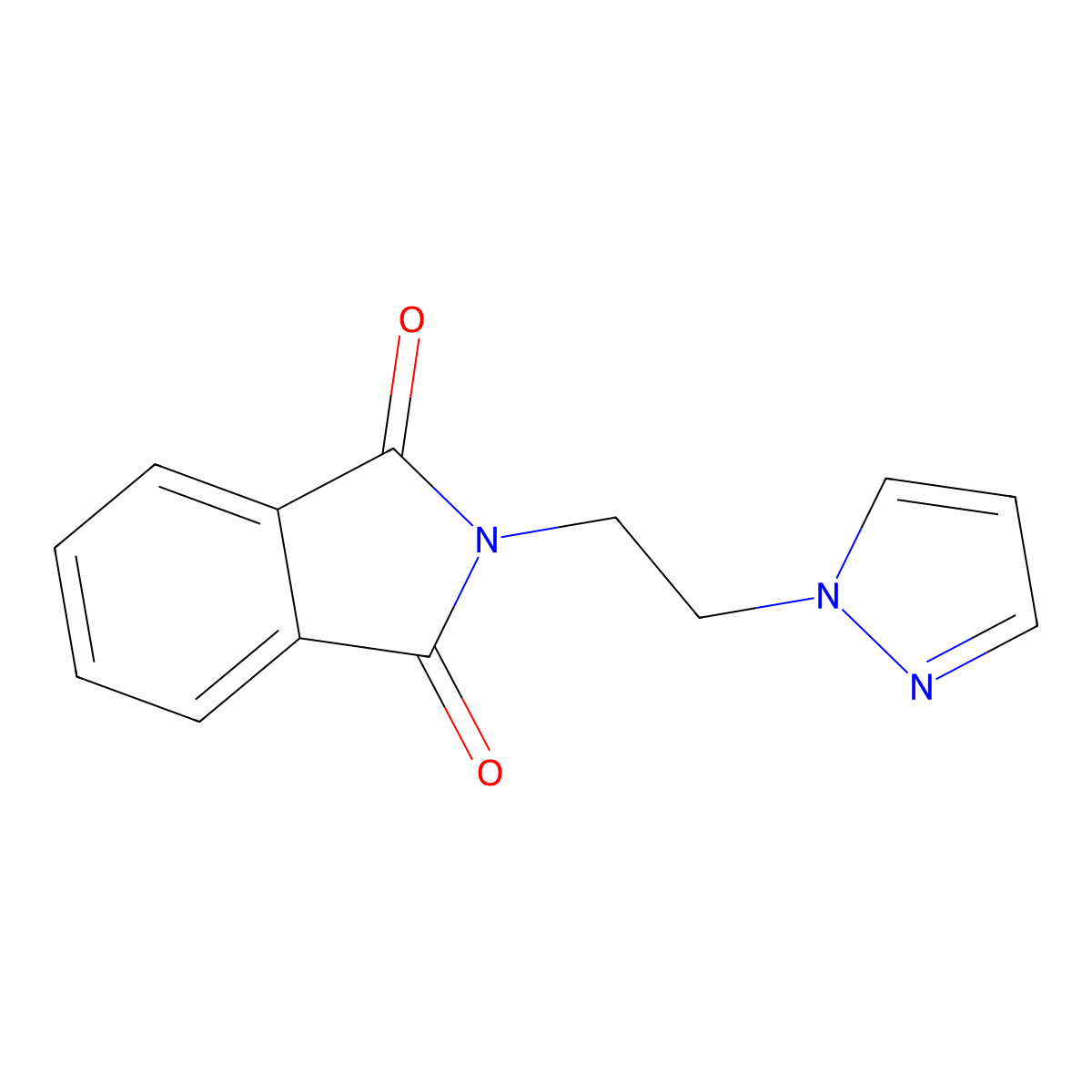 2-(2-(1H-Pyrazol-1-yl)ethyl)isoindoline-1,3-dione molecular structure, CAS 121751-71-1