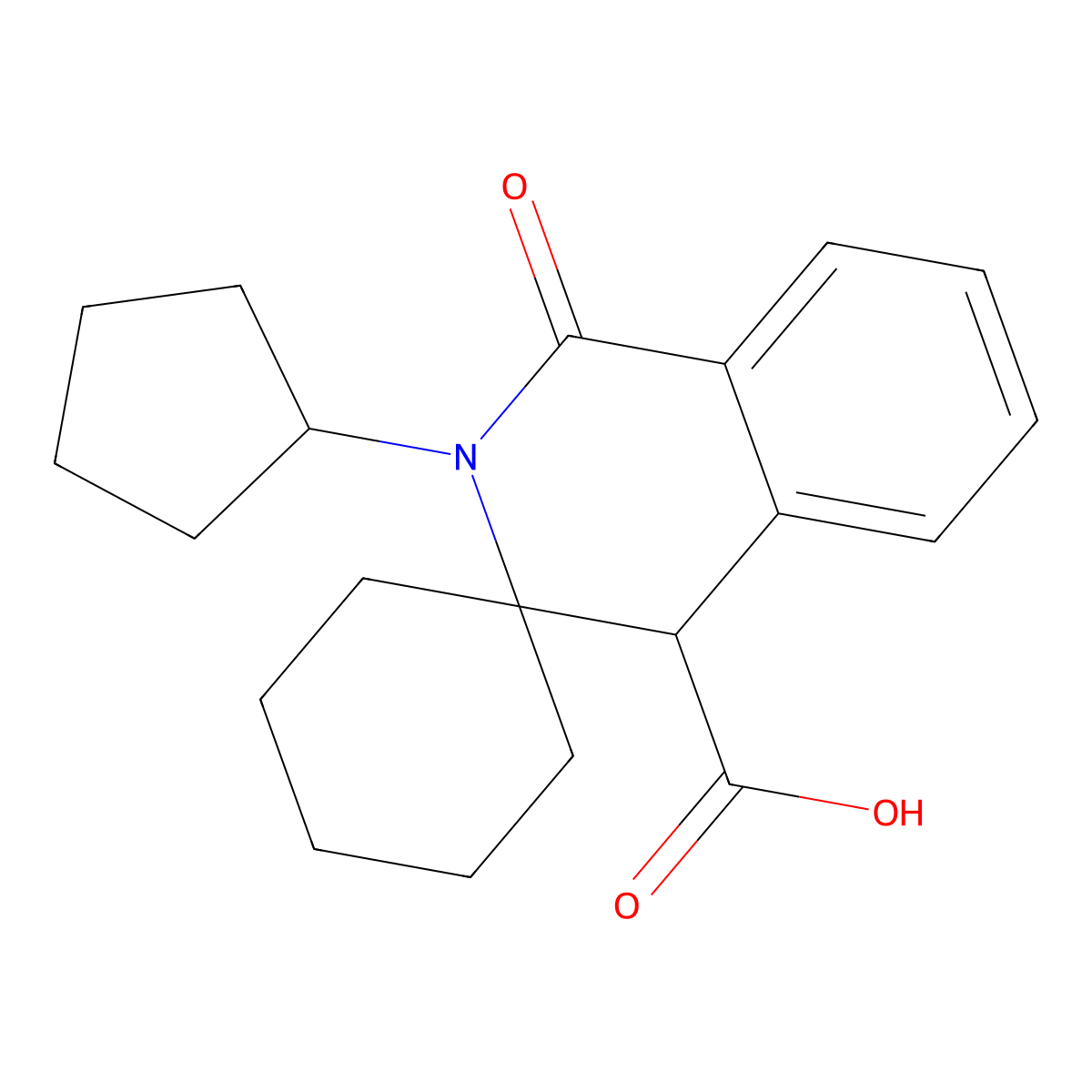 2'-cyclopentyl-1'-oxo-1',4'-dihydro-2'H-spiro[cyclohexane-1,3'-isoquinoline]-4'-carboxylic acid molecular structure, CAS 1217512-27-0