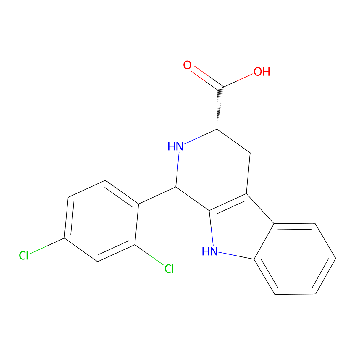 (3S)-1-(2,4-dichlorophenyl)-2,3,4,9-tetrahydro-1H-beta-carboline-3-carboxylic acid molecular structure, CAS 1217513-24-0